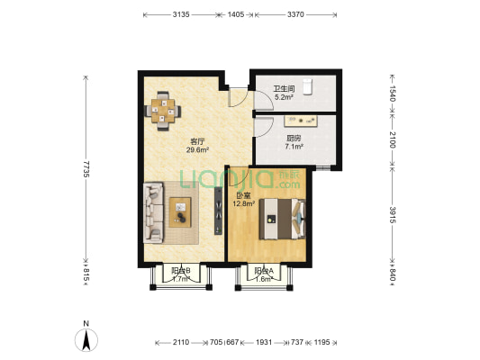 景瑞花园 1室1厅1卫 80平方