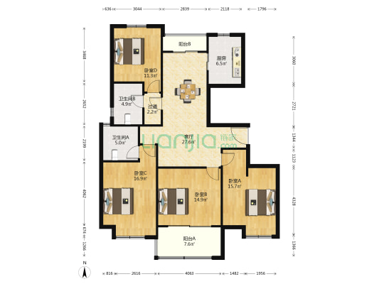 凯佳公寓一期 4室1厅2卫 142平方