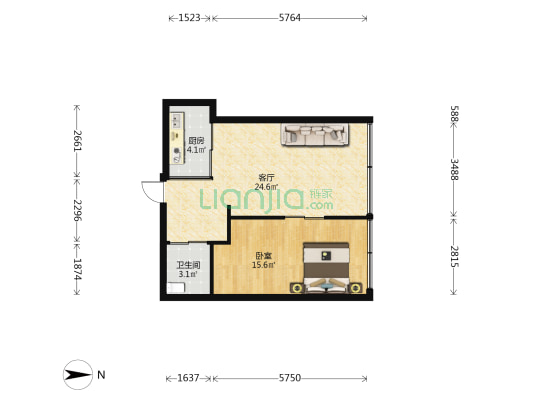 金蓝湾 1室1厅1卫 58平方