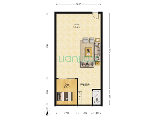 凯华大厦 1室1厅1卫 94平方