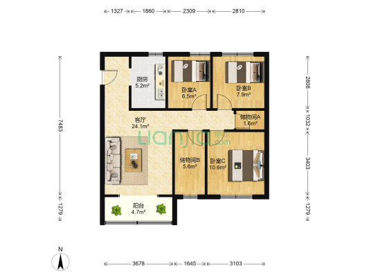 五福苑(金牛) 3室1厅0卫 83平方