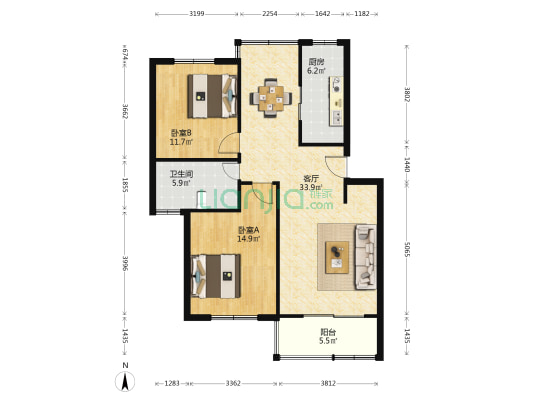 闵浦一村 2室1厅1卫 91平方