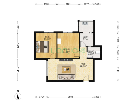 玉双路8号 1室1厅1卫 67平方