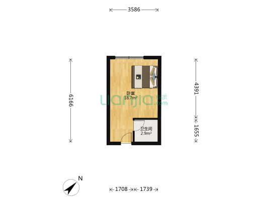 锋尚时代大厦 1室0厅1卫 32平方