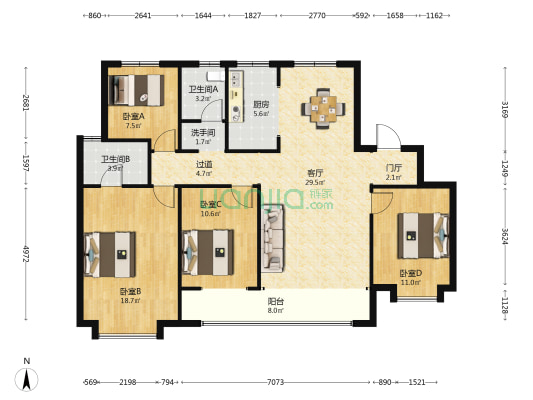 天正凤鸣九章 4室1厅3卫 148平方