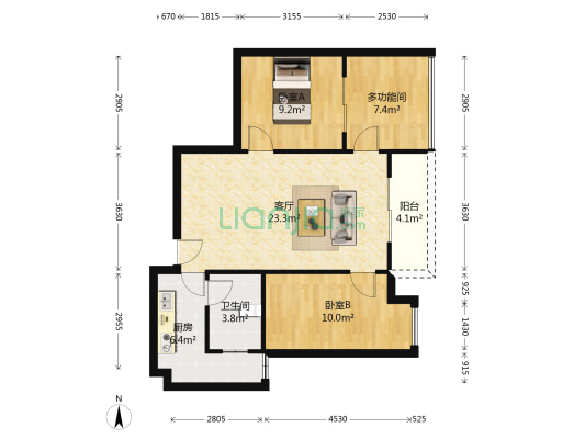 上霖东方 3室1厅1卫 72平方