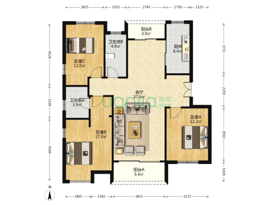 塔影湾人家 3室1厅2卫 150平方