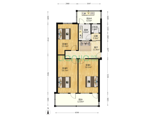 山大路212号 3室1厅1卫 95平方