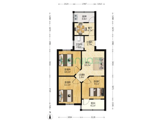 留仙湖路1号 3室2厅1卫 77平方