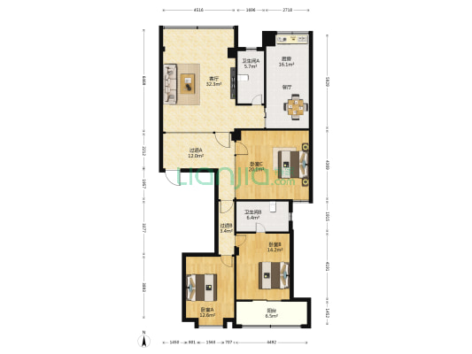 闽赋苑 3室1厅2卫 153平方