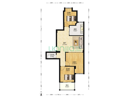 世欧王庄四区 3室1厅1卫 90平方