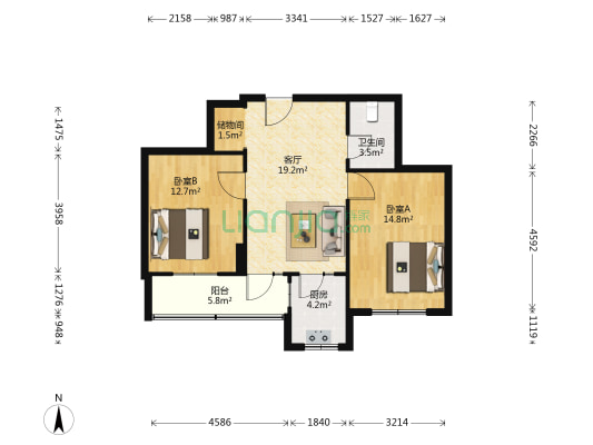 柳园里 2室1厅1卫 74平方
