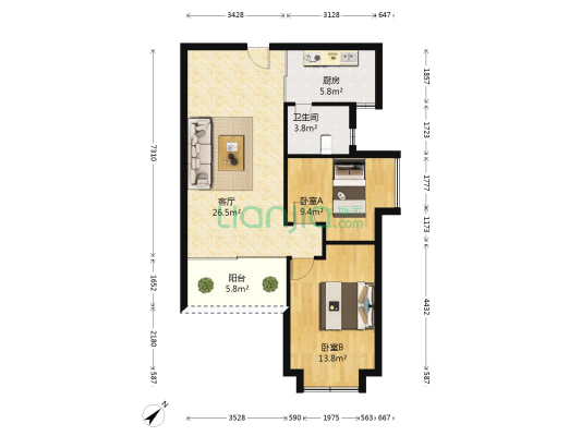 百花园一期 2室1厅1卫 79平方