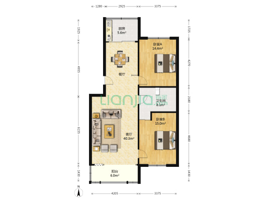 兰州供电局郑家庄生活小区 2室1厅1卫 112平方