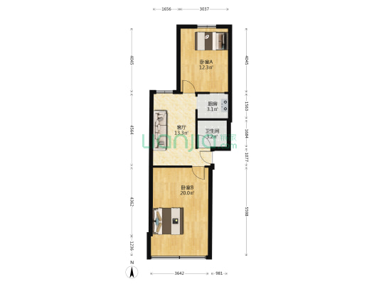 江汉北路173号 2室1厅1卫 66平方