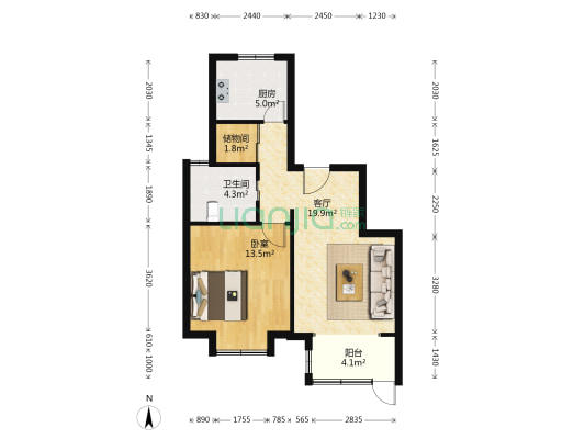 馨佳园(韶山路418弄) 1室1厅1卫 65平方