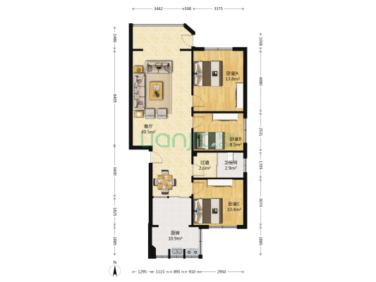 大庆路82号 3室1厅1卫 102平方