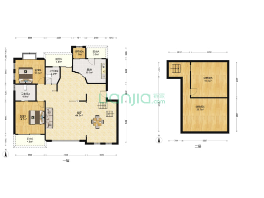 水木青华 2室1厅2卫 227平方