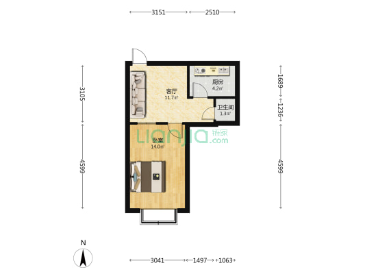 永安里社区 1室1厅1卫 39平方