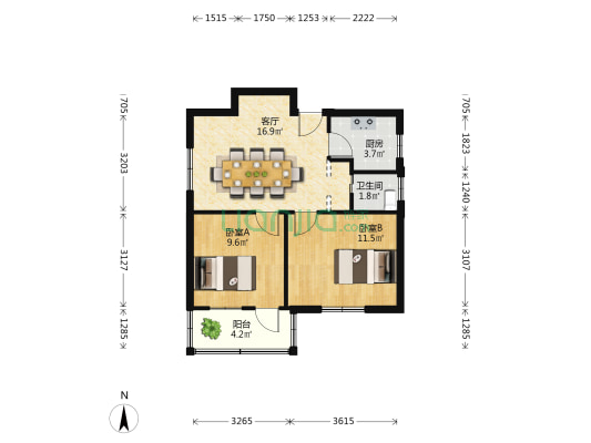 太平北路122号 2室1厅1卫 68平方