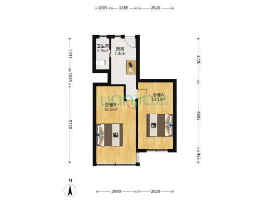 塘桥路223弄 2室0厅1卫 52平方