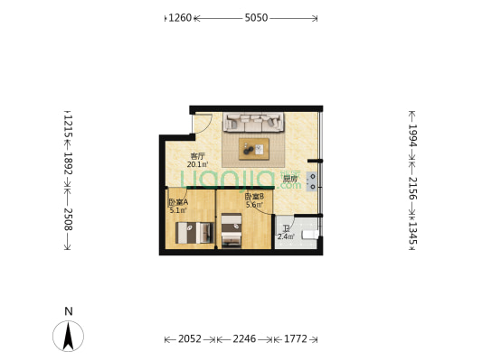 弯弓街65号 2室1厅1卫 36平方