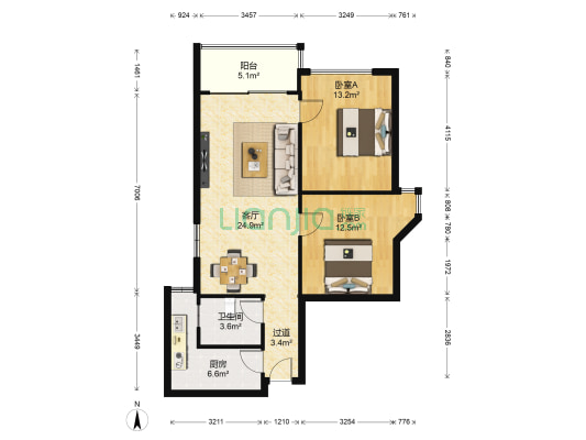 恒利翠竹苑 2室1厅1卫 85平方