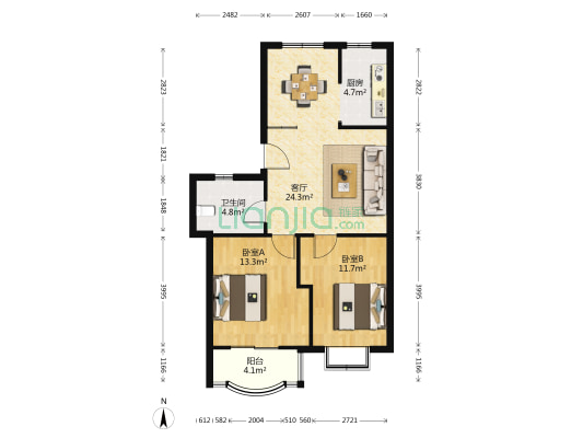 岱山佳苑 2室1厅1卫 78平方