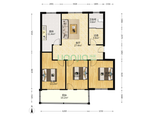 土产公司家属院 3室1厅1卫 52平方