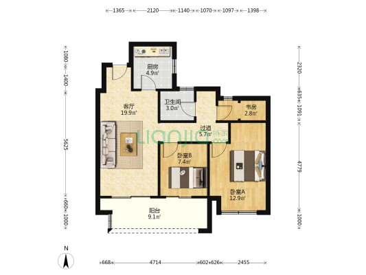云锦雅筑 3室1厅1卫 88平方