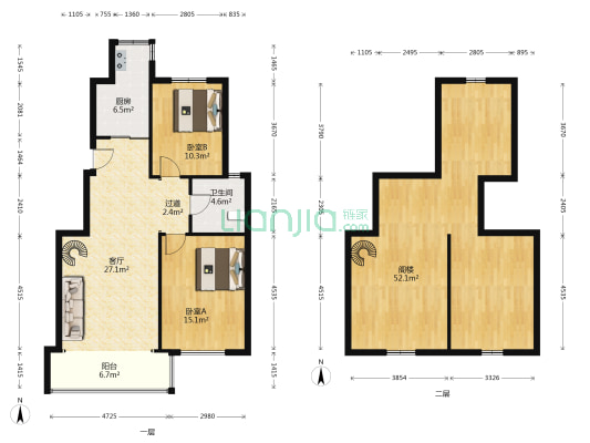 天一绿海揽景园 2室1厅1卫 90平方