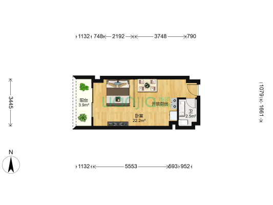 西西湾 1室0厅1卫 82平方
