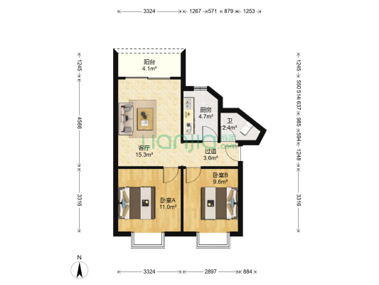 腾王阁二期 2室1厅1卫 65平方
