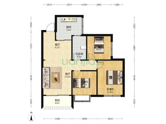 利安凤城学府 3室2厅1卫 89平方