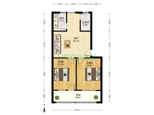 高庄街八中家属院 2室1厅1卫 71平方