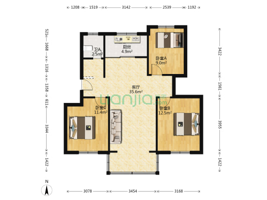 敦煌新村三区 3室1厅1卫 101平方