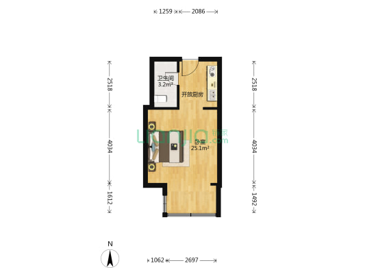 鑫荟金行 1室0厅1卫 43平方