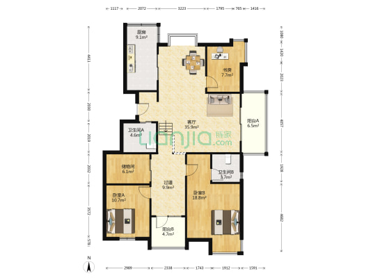 尚品馨苑 3室1厅2卫 140平方