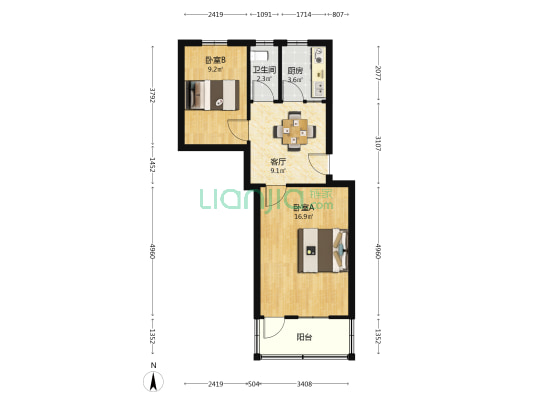 泰南路133号 2室1厅1卫 55平方