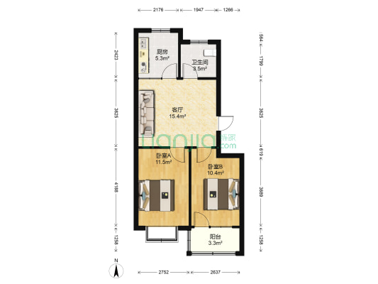 乐园小区 2室1厅1卫 68平方