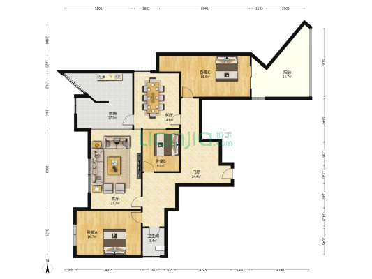 新添大道南段125号 3室2厅1卫 149平方