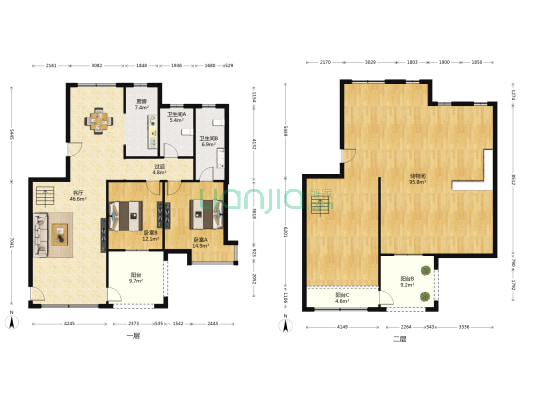 九龙湖花园二区 2室1厅2卫 239平方