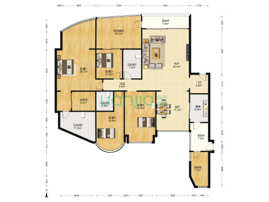 城建御湖峰 5室2厅3卫 259平方