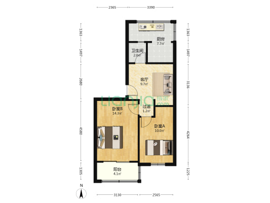 红缨路117 2室1厅1卫 54平方