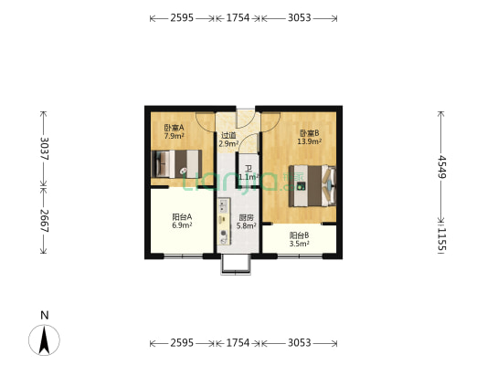丰登小区 2室0厅1卫 45平方