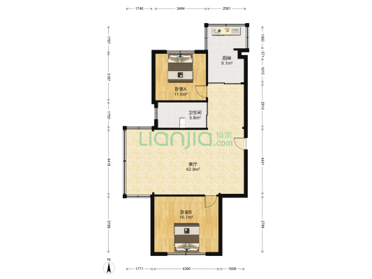 瑞阳广场 2室1厅1卫 108平方
