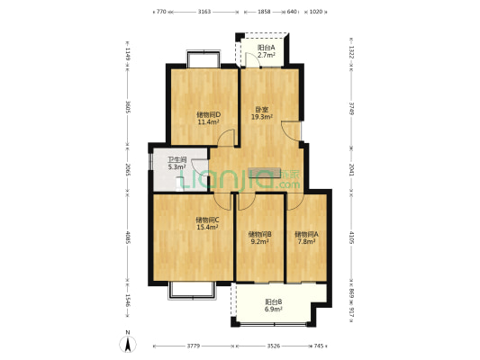 杨巷新村 1室0厅1卫 93平方