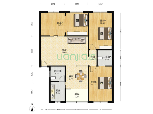 吉阳西路50号 3室2厅2卫 131平方