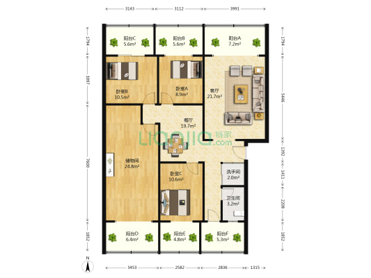 江源巷3号 3室2厅2卫 136平方