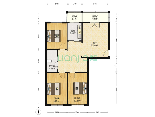 农研宿舍 3室1厅1卫 110平方